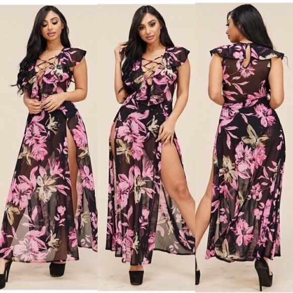 Multi Floral Mesh Maxi  - Picture 1 of 4